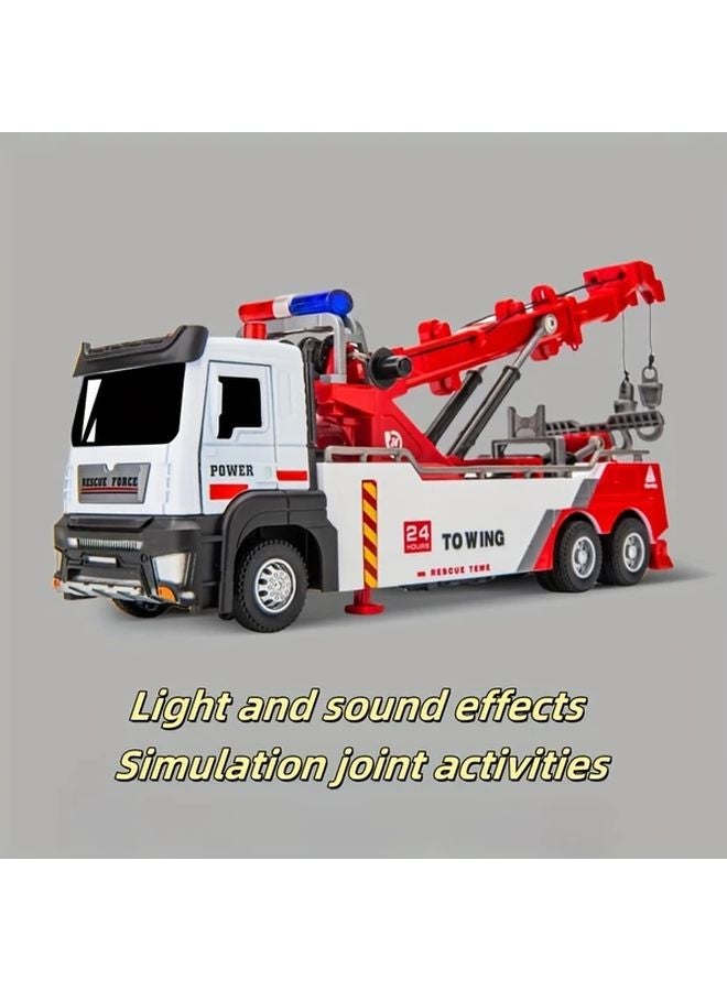 Heavy Duty Rescue Tow Truck With Retractable Hook Realistic Siren Lift Off Platform Mixer Truck - Image 3